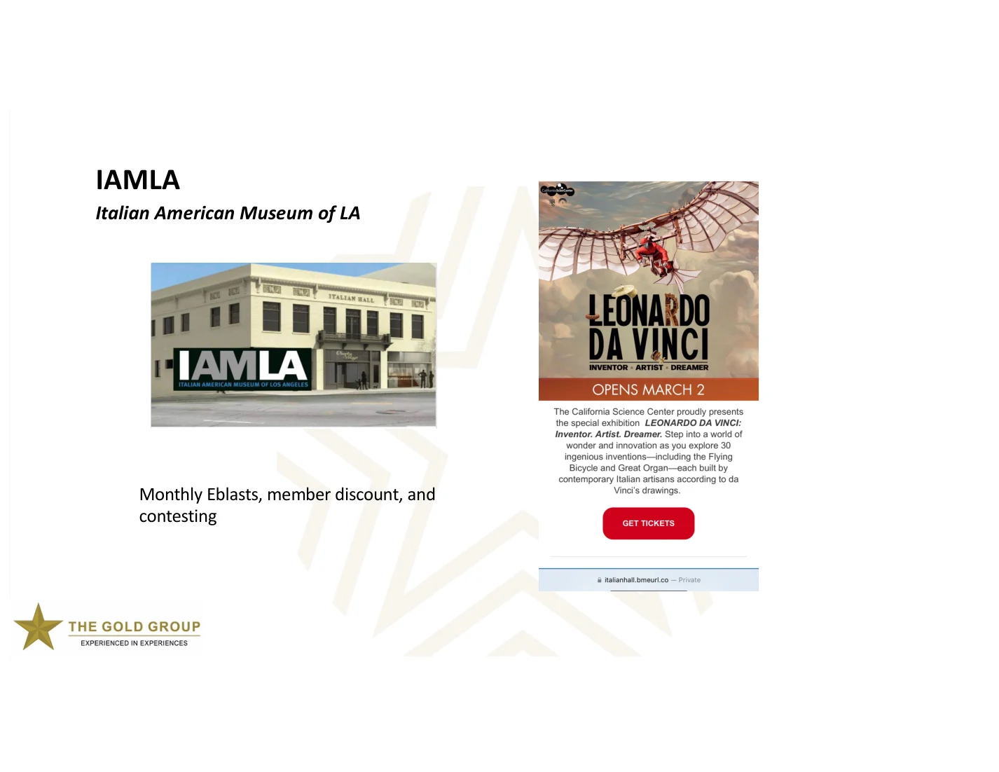 IAMLA partner campaign showing Leonardo da Vinci email creative