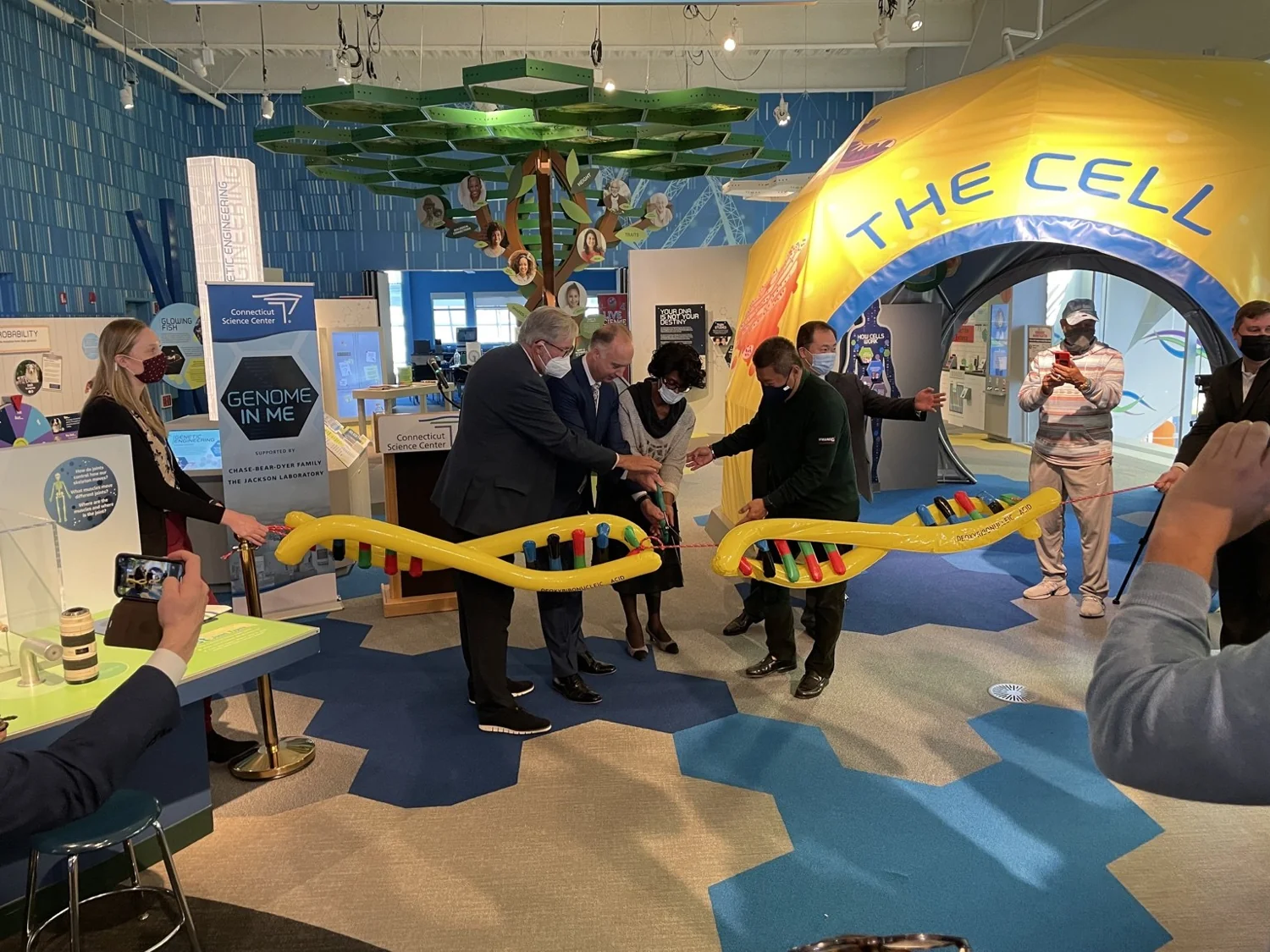 Ribbon cutting for an exhibition at the Science Center