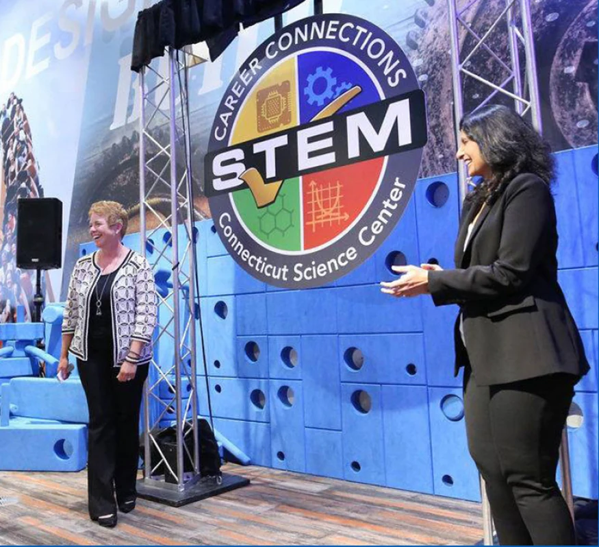 STEM Career Connections logo being unveiled at the Connecticut Science Center